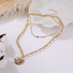 Vintage Double Layer Metal Disc Necklace(MAC211)