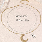 Simple Moon Titanium Steel Clavicle Chain Necklace (With gift box)(MAC218)