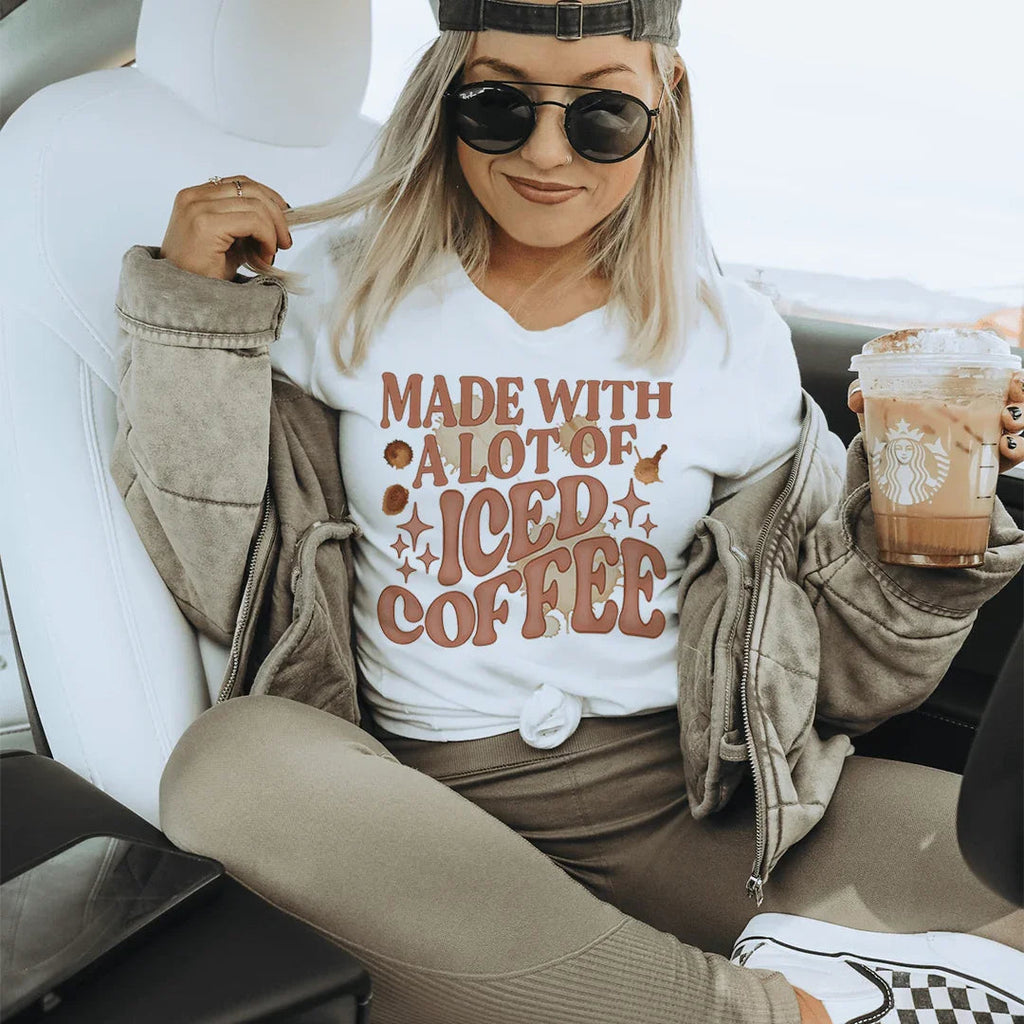 Made With A Lot Of Iced Coffee Tee Peachy Sunday