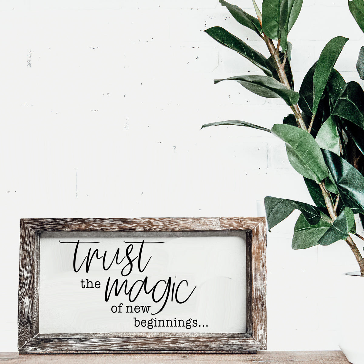 Rustic Wooden Magic Of New Beginnings Inspirational Sign Home Decor Gift BandsCo Straps