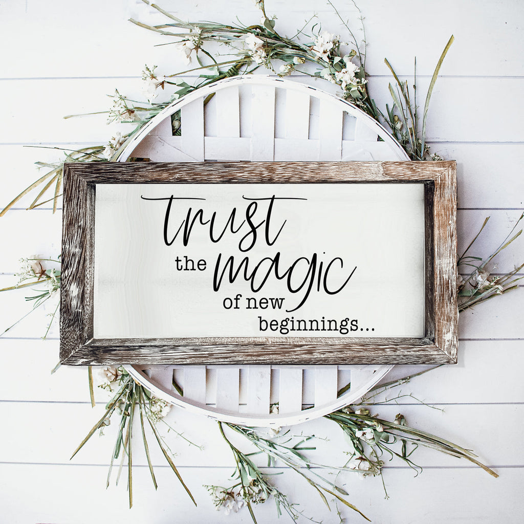Rustic Wooden Magic Of New Beginnings Inspirational Sign Home Decor Gift BandsCo Straps