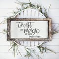 Rustic Wooden Magic Of New Beginnings Inspirational Sign Home Decor Gift BandsCo Straps
