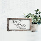 Rustic Wooden Magic Of New Beginnings Inspirational Sign Home Decor Gift BandsCo Straps