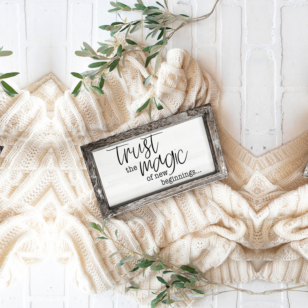 Rustic Wooden Magic Of New Beginnings Inspirational Sign Home Decor Gift BandsCo Straps