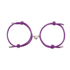 Magnet Attracts Couple Bracelet Heart Charm Jewelry Hand Woven Rope Handmade Bracelets With Mutual Attraction Magnetic Bells Friendship Rope Jewelry Bracelets
