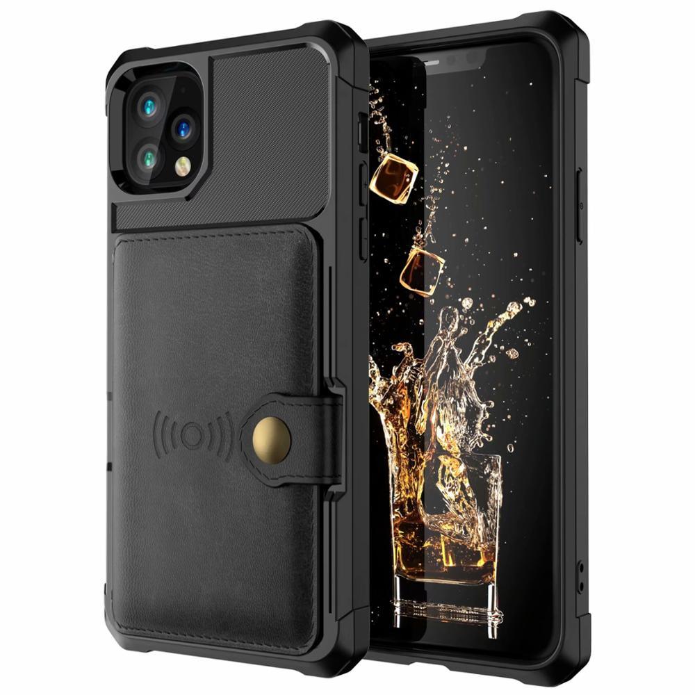 Magnetic Black Leather Wallet Case for iPhone 14 13 11 12 Case Armor Shockproof Card Holder Wallet Flip Cover Buckle Cash Card Sleeve Leather Protective Kickstand Durable High Capacity Phone Case Stevvex