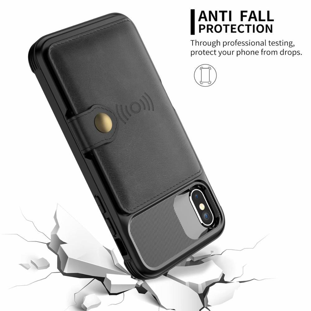 Magnetic Black Leather Wallet Case for iPhone 14 13 11 12 Case Armor Shockproof Card Holder Wallet Flip Cover Buckle Cash Card Sleeve Leather Protective Kickstand Durable High Capacity Phone Case Stevvex