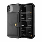 Magnetic Black Leather Wallet Case for iPhone 14 13 11 12 Case Armor Shockproof Card Holder Wallet Flip Cover Buckle Cash Card Sleeve Leather Protective Kickstand Durable High Capacity Phone Case Stevvex