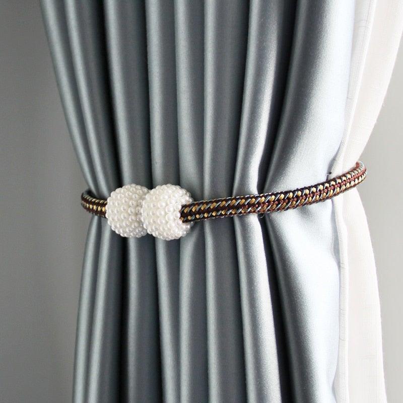 Magnetic Curtain Clip Room Accessories Pearl Ball Curtains Holder Tieback Home Decor Hanging Ball Buckle Tie Back Curtain Tiebacks Pearl Ball Home Curtain Buckle The Most Convenient Tie Backs Weave Clips Rope Straps Holder Stevvex