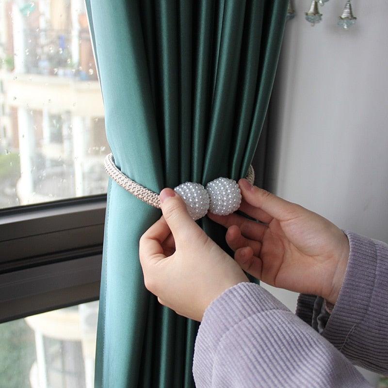 Magnetic Curtain Clip Room Accessories Pearl Ball Curtains Holder Tieback Home Decor Hanging Ball Buckle Tie Back Curtain Tiebacks Pearl Ball Home Curtain Buckle The Most Convenient Tie Backs Weave Clips Rope Straps Holder Stevvex