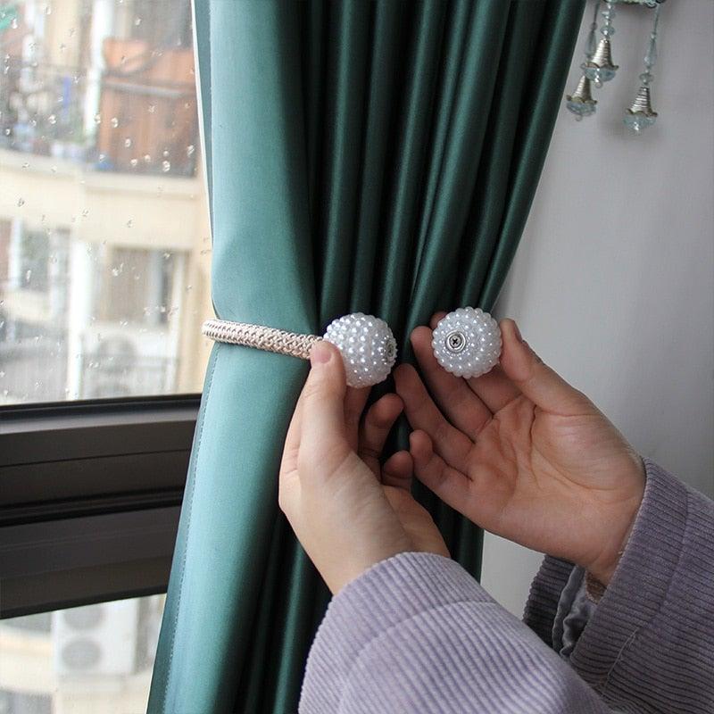 Magnetic Curtain Clip Room Accessories Pearl Ball Curtains Holder Tieback Home Decor Hanging Ball Buckle Tie Back Curtain Tiebacks Pearl Ball Home Curtain Buckle The Most Convenient Tie Backs Weave Clips Rope Straps Holder Stevvex