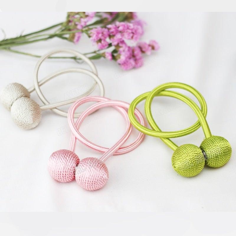 Magnetic Curtain Tieback Buckle Strap Holdbacks Magnet Clip For Curtain Rod Tie Backs Hanging Belts Rope Accessories Upgraded Curtain Buckles European Style Decorative Weave Rope Curtain Holdbacks Holder For Window Decor Curtain Clips Rope Straps Magnet Stevvex