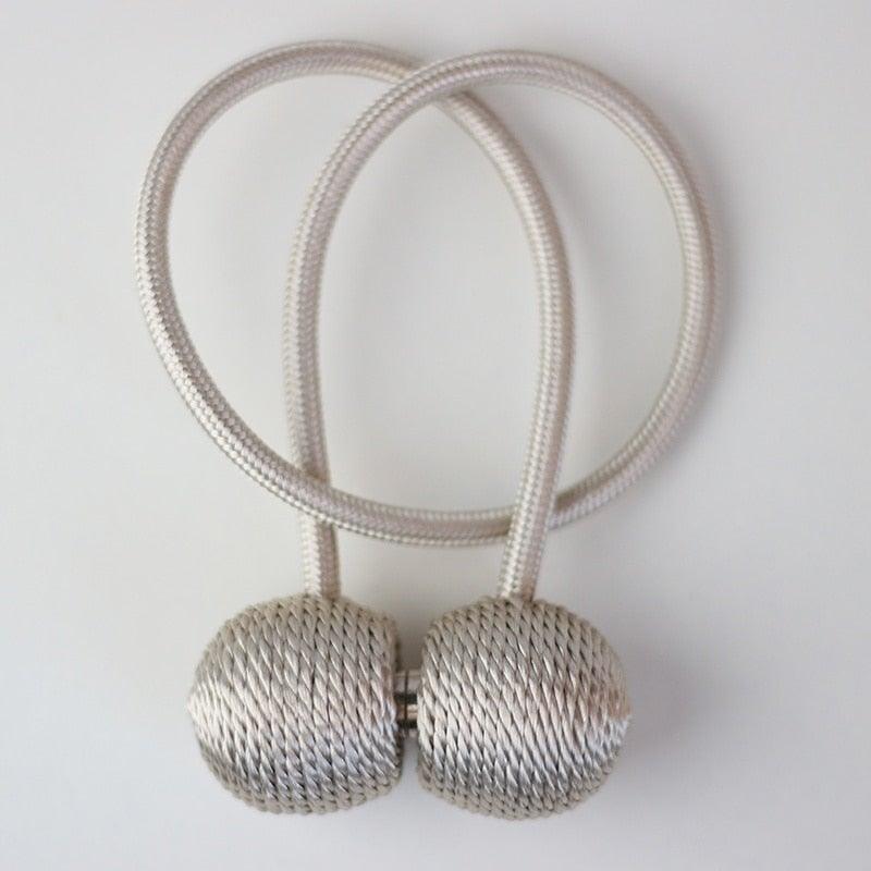 Magnetic Curtain Tieback Buckle Strap Holdbacks Magnet Clip For Curtain Rod Tie Backs Hanging Belts Rope Accessories Upgraded Curtain Buckles European Style Decorative Weave Rope Curtain Holdbacks Holder For Window Decor Curtain Clips Rope Straps Magnet Stevvex