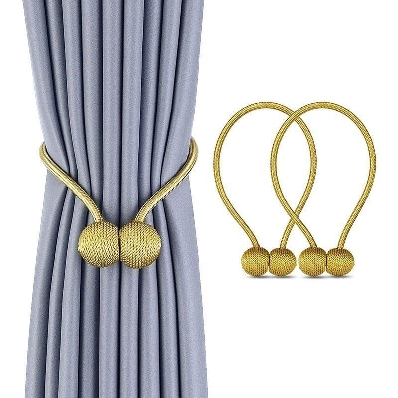 Magnetic Curtain Tieback Buckle Strap Holdbacks Magnet Clip For Curtain Rod Tie Backs Hanging Belts Rope Accessories Upgraded Curtain Buckles European Style Decorative Weave Rope Curtain Holdbacks Holder For Window Decor Curtain Clips Rope Straps Magnet Stevvex