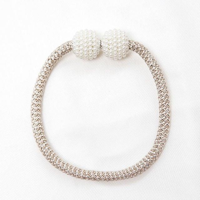 Magnetic Curtain Tieback High Quality Holder Hook Buckle Clip Pretty Modern Polyester Decorative Home Accessories Decorative Curtain Holdbacks Crystal Tie Backs For Curtains Curtain Holders For Window Draperies Stevvex