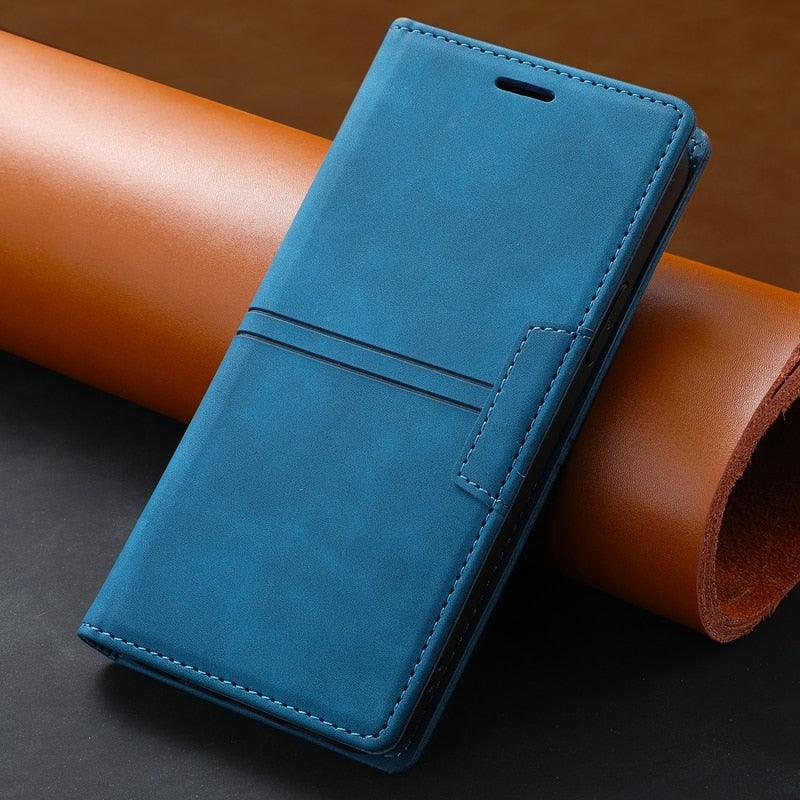 Magnetic Flip Leather Card Slot Wallet Case for iPhone 14 13 12 11 Pro Max Flip Invisible Magnetic Elegant Retro Phone Case Premium Leather PU Soft Flip Cover For iPhone Stevvex