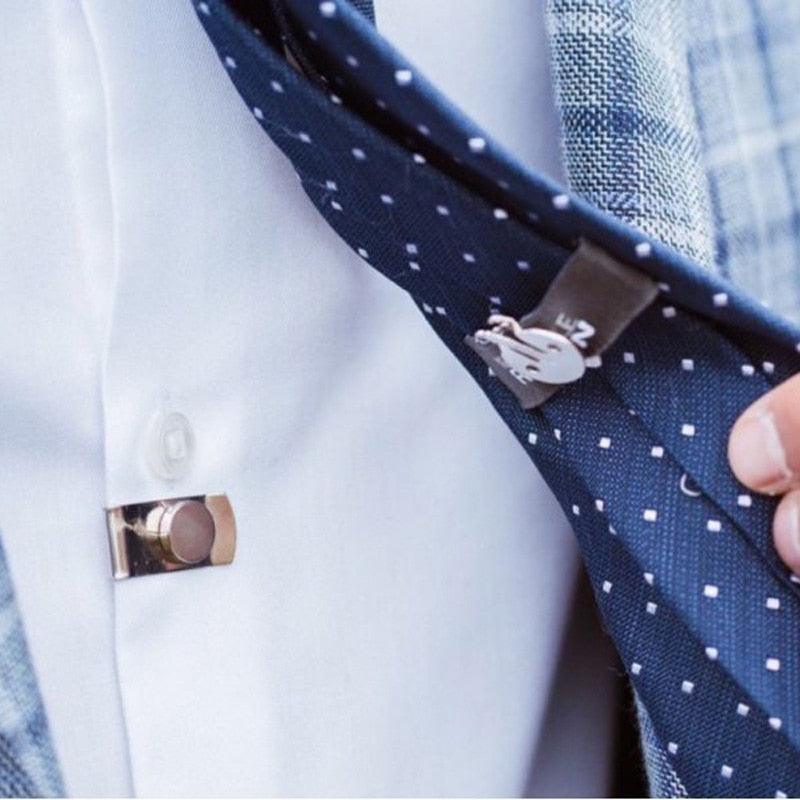 Magnetic Invisible Tie Clip Automatically Fixed Stainless Steel Metal Shirt Tie Clips Magnetic Fixed Tie Stay Clips Stainless Steel Metal Shirt Tie Clips Gifts For Father’s Day Valentine's Creative Jewelry For Men Accessories Gifts Stevvex