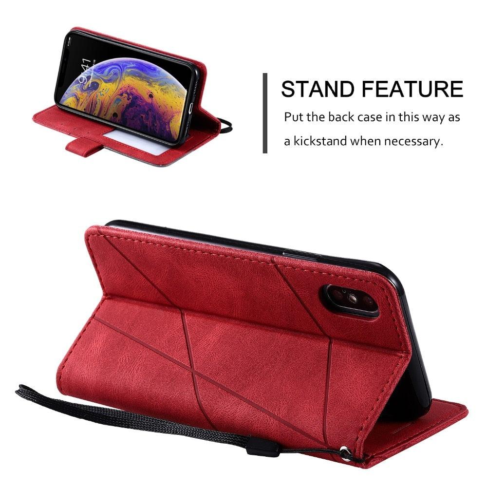 Magnetic Leather Case For iPhone 14 13 12 Mini 11 Pro Max XS XR 7 8 6 6S Plus SE 2023 Luxury Wallet Flip Card Holder Stand Cover Leather Wallet Case Magnetic Buckle Flip Folio Cover For iPhone Stevvex