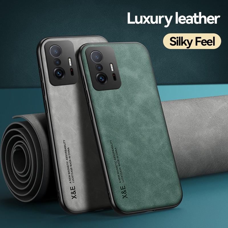 Magnetic Leather Case For Xiaomi Redmi Note 11 10 11E 9 Pro 11s 10s 12 Poco X4 GT Mi 10T 12T 11T 11 Lite 5G NE Cover Extra Thin Premium Mobile Phone Case Genuine Leather Shockproof Phone Cover Stevvex