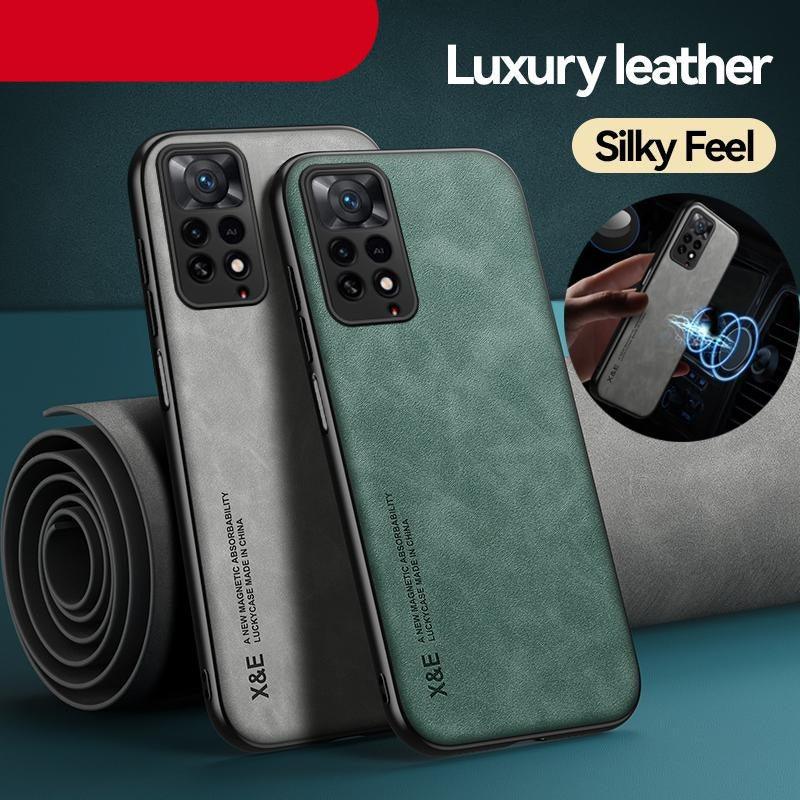Magnetic Leather Case For Xiaomi Redmi Note 11 10 11E 9 Pro 11s 10s 12 Poco X4 GT Mi 10T 12T 11T 11 Lite 5G NE Cover Extra Thin Premium Mobile Phone Case Genuine Leather Shockproof Phone Cover Stevvex