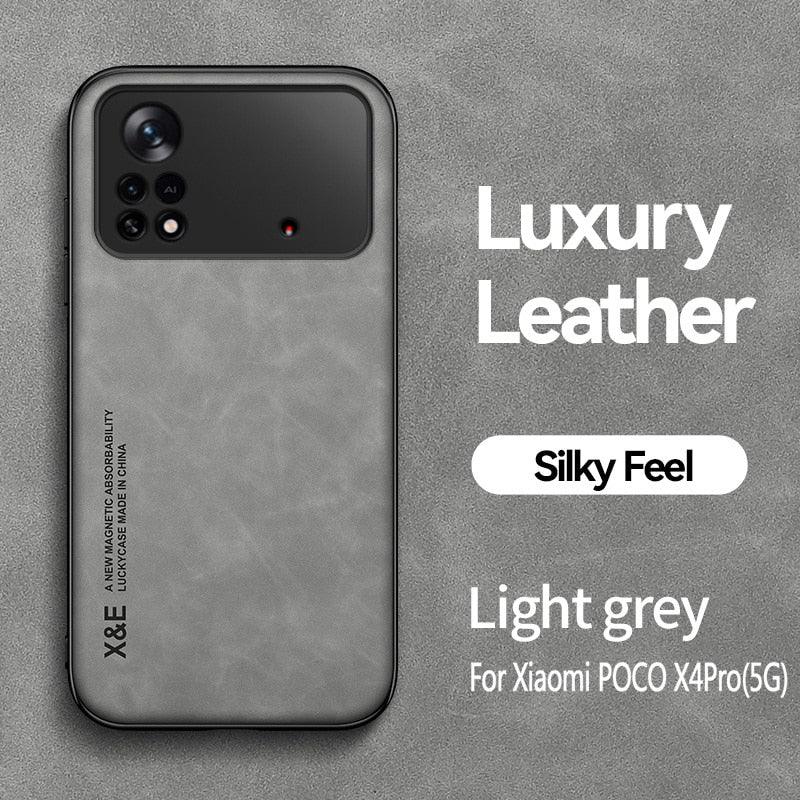 Magnetic Leather Case For Xiaomi Redmi Note 11 10 11E 9 Pro 11s 10s 12 Poco X4 GT Mi 10T 12T 11T 11 Lite 5G NE Cover Extra Thin Premium Mobile Phone Case Genuine Leather Shockproof Phone Cover Stevvex