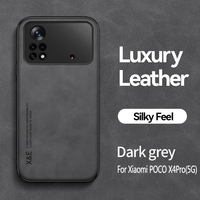 Magnetic Leather Case For Xiaomi Redmi Note 11 10 11E 9 Pro 11s 10s 12 Poco X4 GT Mi 10T 12T 11T 11 Lite 5G NE Cover Extra Thin Premium Mobile Phone Case Genuine Leather Shockproof Phone Cover Stevvex