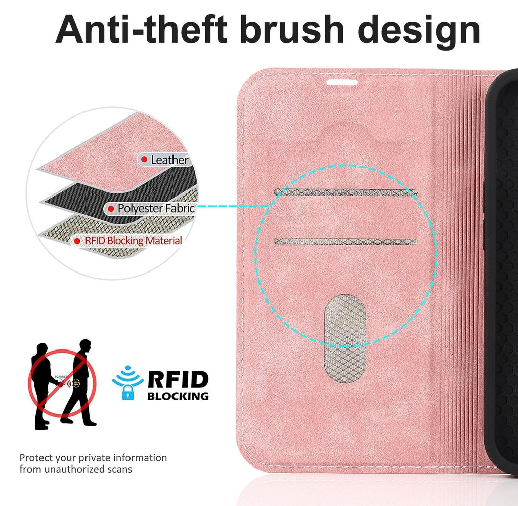 Magnetic Leather Wallet Phone Cover for iPhone 14 Plus 13 Pro Max 12 Mini for Wireless Charging Kickstand Card Case Magnetic Flip PU Leather Phone Case with Card Holder Slots Kickstand Shockproof Case Stevvex