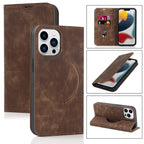 Magnetic Leather Wallet Phone Cover for iPhone 14 Plus 13 Pro Max 12 Mini for Wireless Charging Kickstand Card Case Magnetic Flip PU Leather Phone Case with Card Holder Slots Kickstand Shockproof Case Stevvex