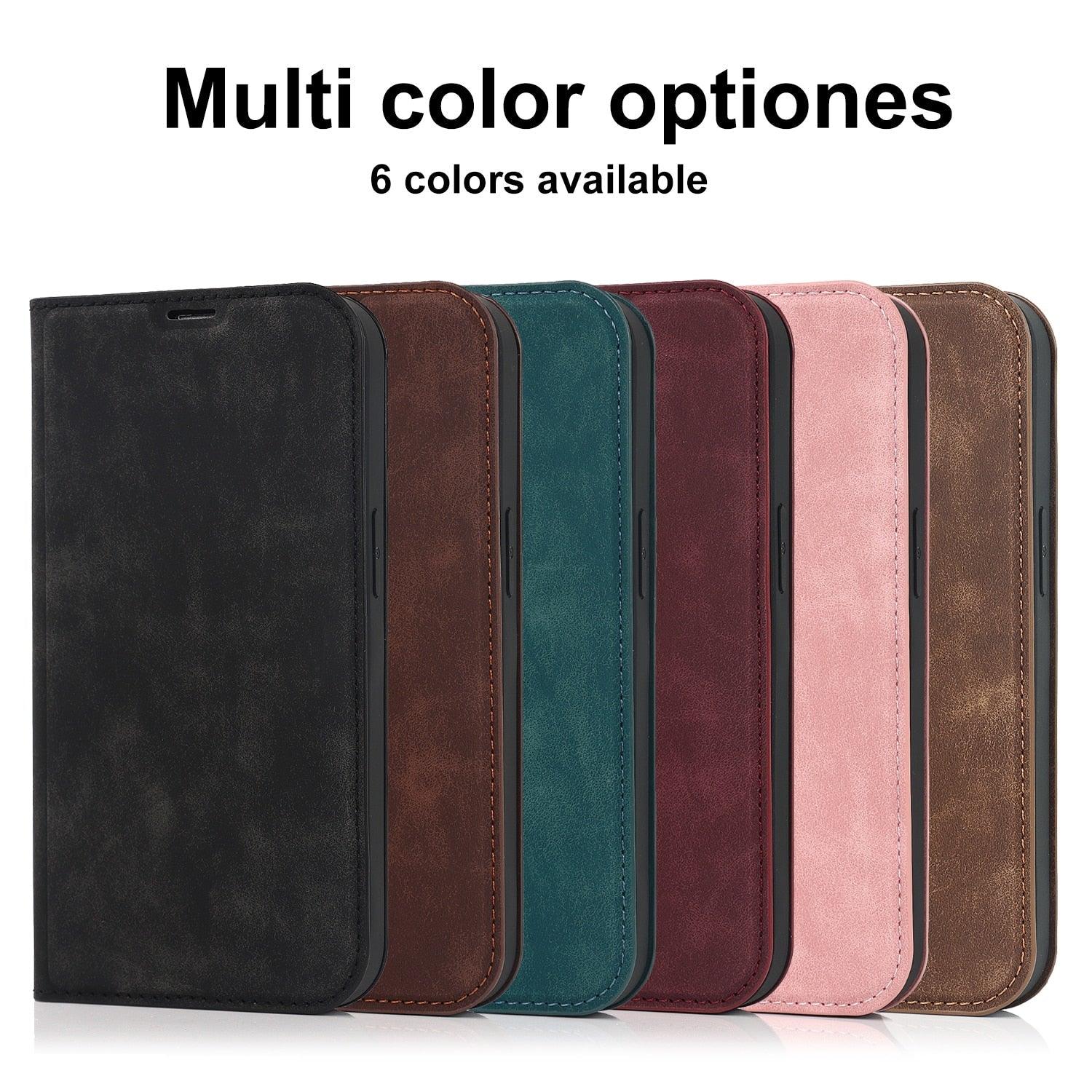 Magnetic Leather Wallet Phone Cover for iPhone 14 Plus 13 Pro Max 12 Mini for Wireless Charging Kickstand Card Case Magnetic Flip PU Leather Phone Case with Card Holder Slots Kickstand Shockproof Case Stevvex