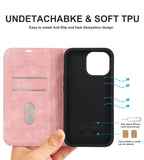 Magnetic Leather Wallet Phone Cover for iPhone 14 Plus 13 Pro Max 12 Mini for Wireless Charging Kickstand Card Case Magnetic Flip PU Leather Phone Case with Card Holder Slots Kickstand Shockproof Case Stevvex
