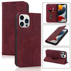 Magnetic Leather Wallet Phone Cover for iPhone 14 Plus 13 Pro Max 12 Mini for Wireless Charging Kickstand Card Case Magnetic Flip PU Leather Phone Case with Card Holder Slots Kickstand Shockproof Case Stevvex