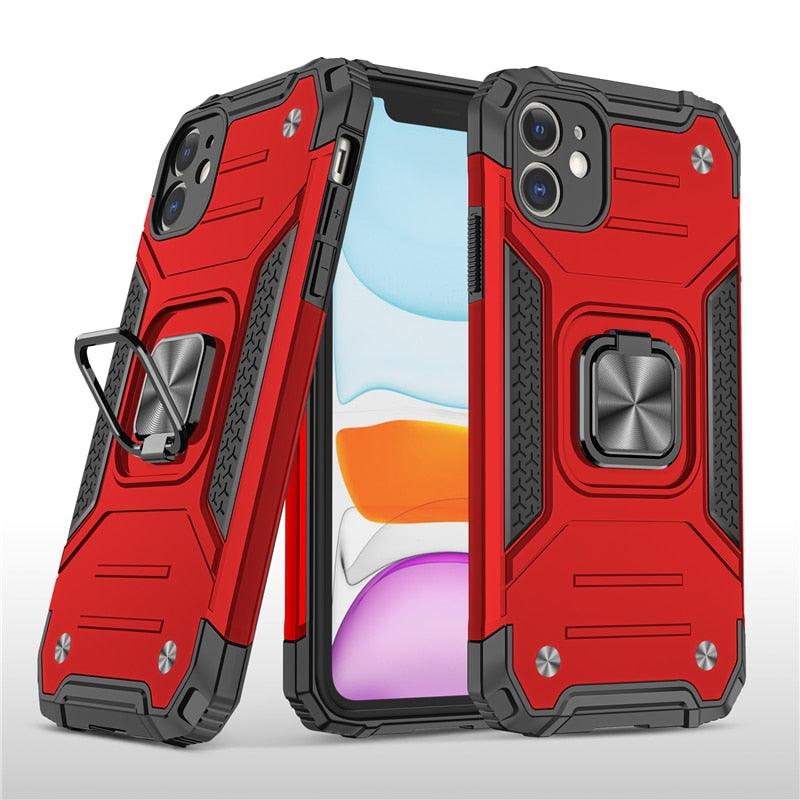 Magnetic Metal Ring Stand Holder Phone Case Cover For iPhone 11 12 13 14 Pro Max Xs XR X 8 7 6 6s Plus Rotating Ring Kickstand Fit Magnetic Car Mount Heavy Duty Dual Layer Shockproof Phone Case Stevvex