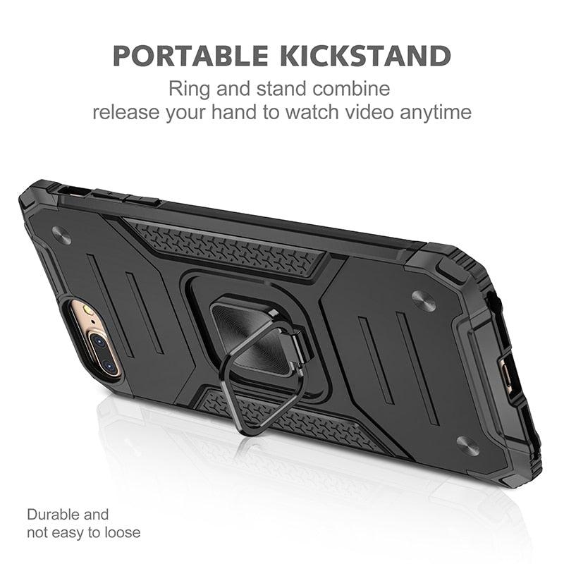 Magnetic Metal Ring Stand Holder Phone Case Cover For iPhone 11 12 13 14 Pro Max Xs XR X 8 7 6 6s Plus Rotating Ring Kickstand Fit Magnetic Car Mount Heavy Duty Dual Layer Shockproof Phone Case Stevvex