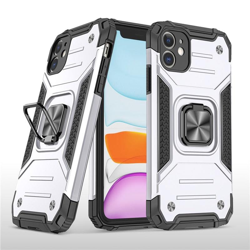 Magnetic Metal Ring Stand Holder Phone Case Cover For iPhone 11 12 13 14 Pro Max Xs XR X 8 7 6 6s Plus Rotating Ring Kickstand Fit Magnetic Car Mount Heavy Duty Dual Layer Shockproof Phone Case Stevvex