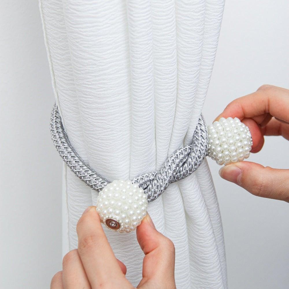 Magnets Curtains Clamps Curtain Holder Pompom Tieback Magnetic Clips Hanging Balls Tie Back Home Decoration Accessories Magnetic Curtain Tiebacks European Style Decorative Curtain Drape Tie With Strong Magnetic For Home And Office Decoration Stevvex