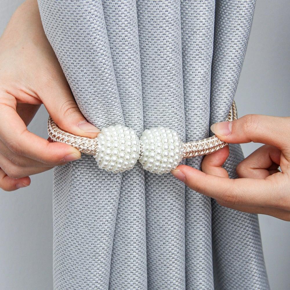 Magnets Curtains Clamps Curtain Holder Pompom Tieback Magnetic Clips Hanging Balls Tie Back Home Decoration Accessories Magnetic Curtain Tiebacks European Style Decorative Curtain Drape Tie With Strong Magnetic For Home And Office Decoration Stevvex