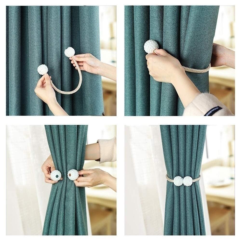 Magnets Curtains Clamps Curtain Holder Pompom Tieback Magnetic Clips Hanging Balls Tie Back Home Decoration Accessories Magnetic Curtain Tiebacks European Style Decorative Curtain Drape Tie With Strong Magnetic For Home And Office Decoration Stevvex