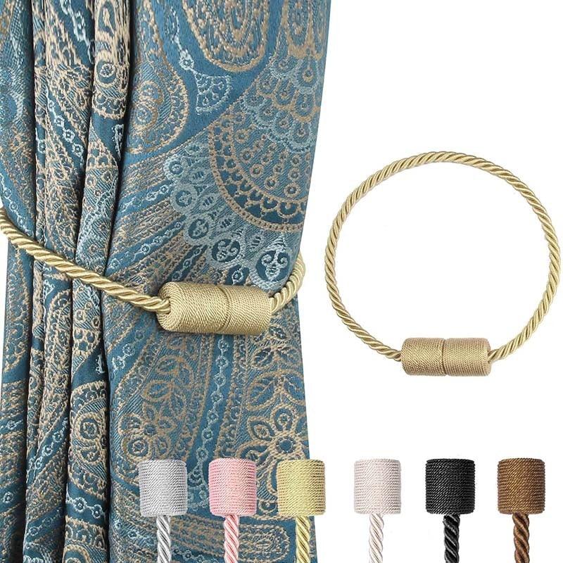 Magnets Curtains Clamps Curtain Holder Tieback Magnetic Clips Hanging Balls Tie Back Home Decoration Accessories Tie Backs Decorative Handmade Rope Holdback Strong Magnetic Holder For Small Thin Sheer Window Treatment 50CM Stevvex