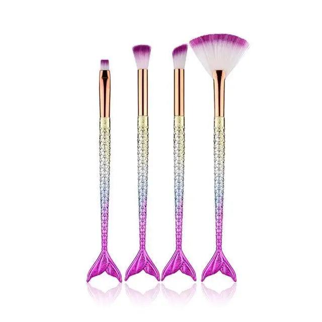 Makeup Brushes Kit Natural Tool Pencil Cosmetics Foundation Artist Mermaid Highlighter Face Set Of Bronzer Eyeshadow Lip Stevvex
