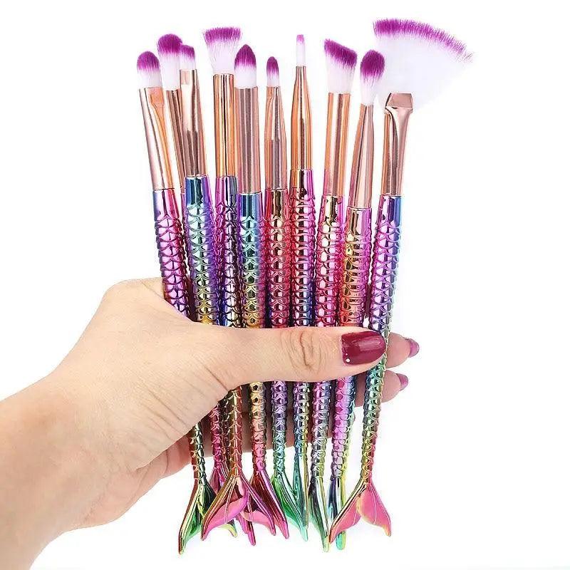 Makeup Brushes Kit Natural Tool Pencil Cosmetics Foundation Artist Mermaid Highlighter Face Set Of Bronzer Eyeshadow Lip Stevvex