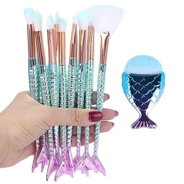 Makeup Brushes Kit Natural Tool Pencil Cosmetics Foundation Artist Mermaid Highlighter Face Set Of Bronzer Eyeshadow Lip Stevvex