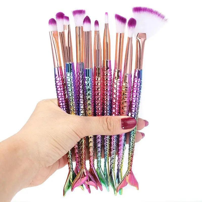 Makeup Brushes Kit Natural Tool Pencil Cosmetics Foundation Artist Mermaid Highlighter Face Set Of Bronzer Eyeshadow Lip Stevvex
