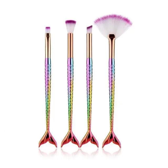 Makeup Brushes Kit Natural Tool Pencil Cosmetics Foundation Artist Mermaid Highlighter Face Set Of Bronzer Eyeshadow Lip Stevvex