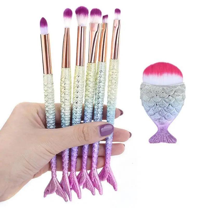 Makeup Brushes Kit Natural Tool Pencil Cosmetics Foundation Artist Mermaid Highlighter Face Set Of Bronzer Eyeshadow Lip Stevvex