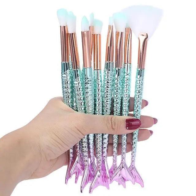 Makeup Brushes Kit Natural Tool Pencil Cosmetics Foundation Artist Mermaid Highlighter Face Set Of Bronzer Eyeshadow Lip Stevvex