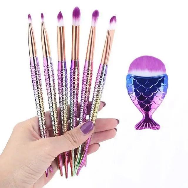 Makeup Brushes Kit Natural Tool Pencil Cosmetics Foundation Artist Mermaid Highlighter Face Set Of Bronzer Eyeshadow Lip Stevvex