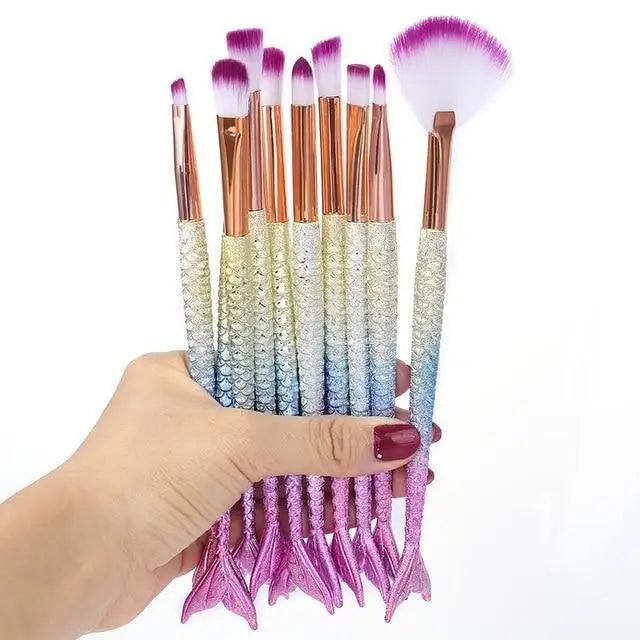 Makeup Brushes Kit Natural Tool Pencil Cosmetics Foundation Artist Mermaid Highlighter Face Set Of Bronzer Eyeshadow Lip Stevvex