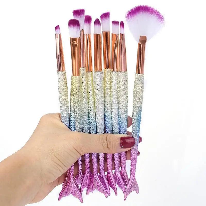 Makeup Brushes Kit Natural Tool Pencil Cosmetics Foundation Artist Mermaid Highlighter Face Set Of Bronzer Eyeshadow Lip Stevvex