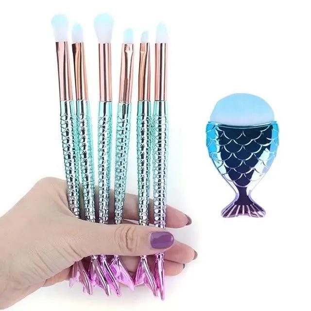 Makeup Brushes Kit Natural Tool Pencil Cosmetics Foundation Artist Mermaid Highlighter Face Set Of Bronzer Eyeshadow Lip Stevvex