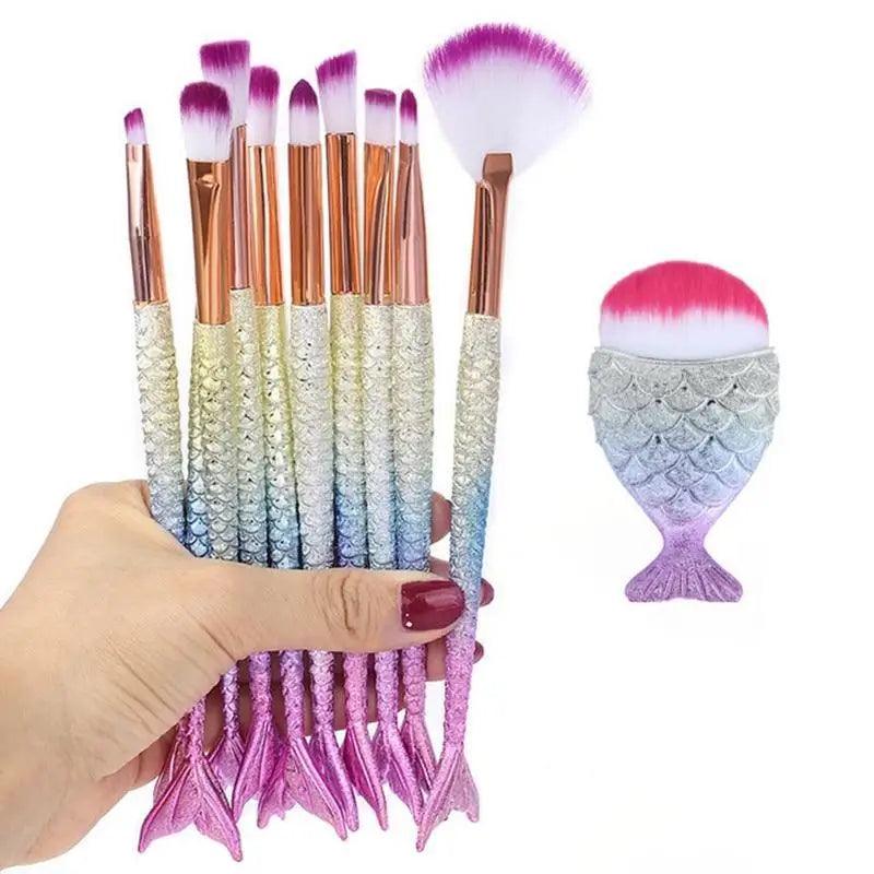 Makeup Brushes Kit Natural Tool Pencil Cosmetics Foundation Artist Mermaid Highlighter Face Set Of Bronzer Eyeshadow Lip Stevvex
